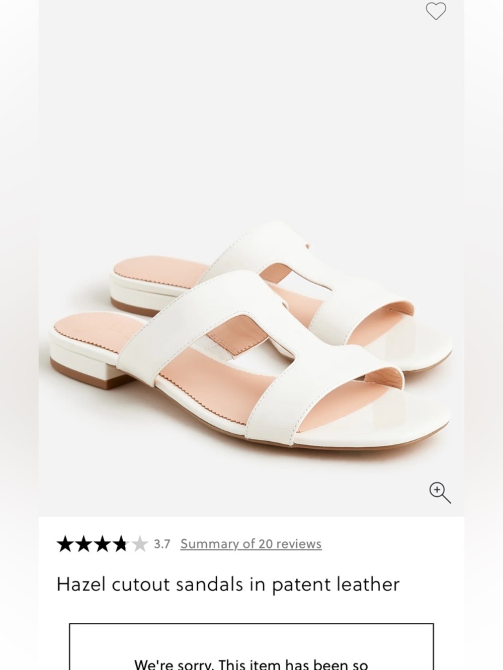 J Crew Hazel Cutout Patent Leather Sandals - White size 7 1/2